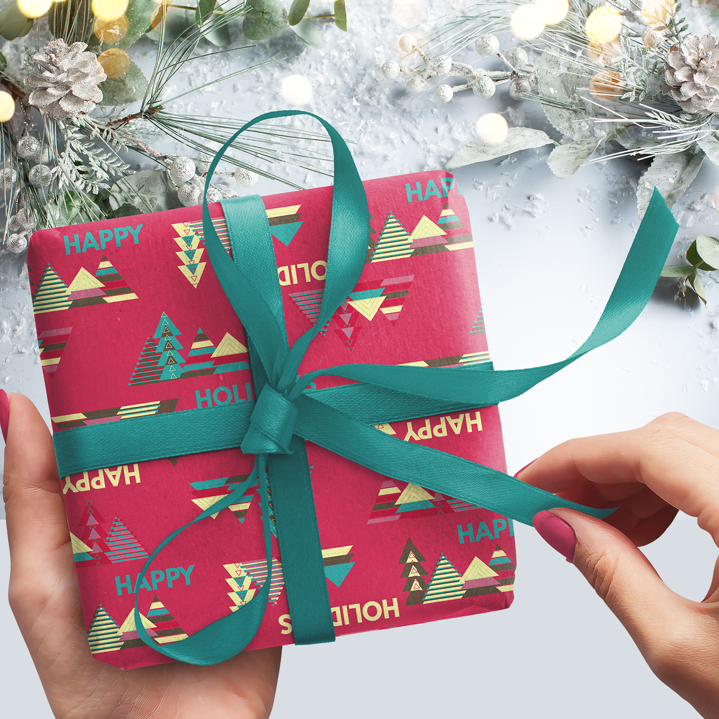 Happy Holiday Trees Gift Wrap Sheets (set of 3)