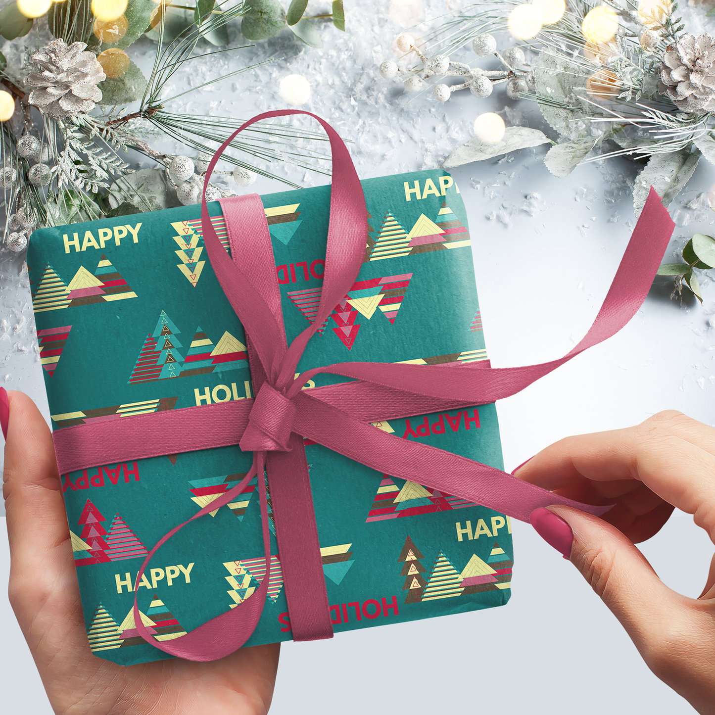 Happy Holiday Trees Gift Wrap Sheets (set of 3)