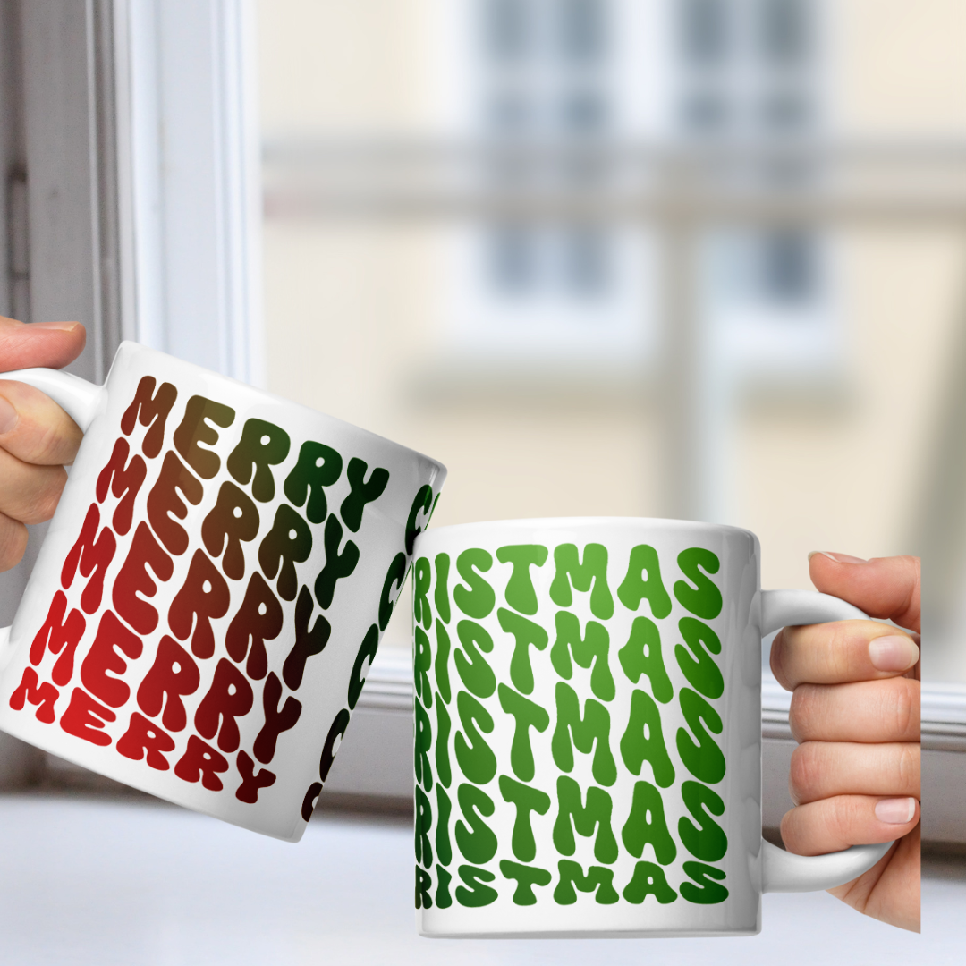 Merry Retro Christmas White Mug