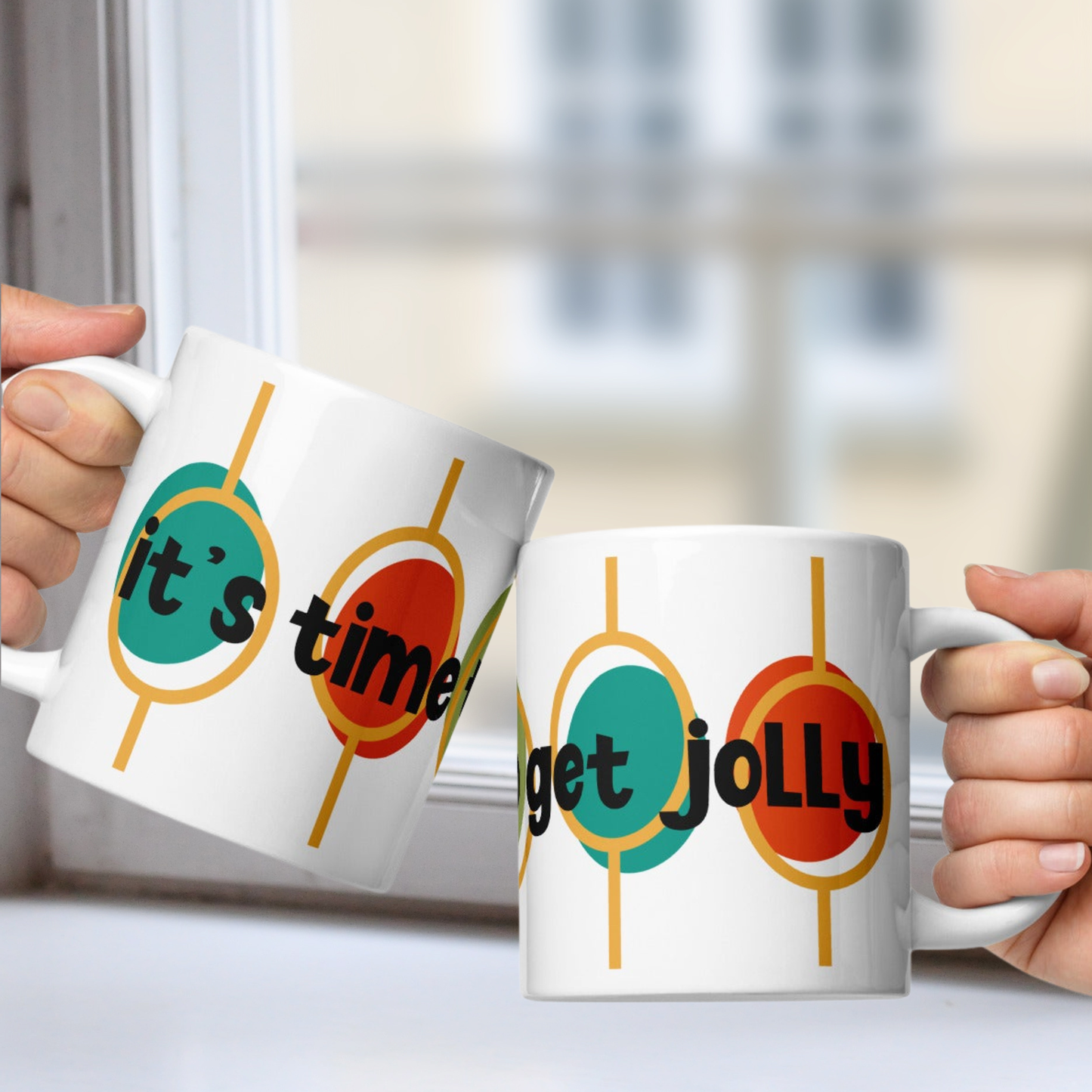 It's Time to Get Jolly White Mug - Mid Century