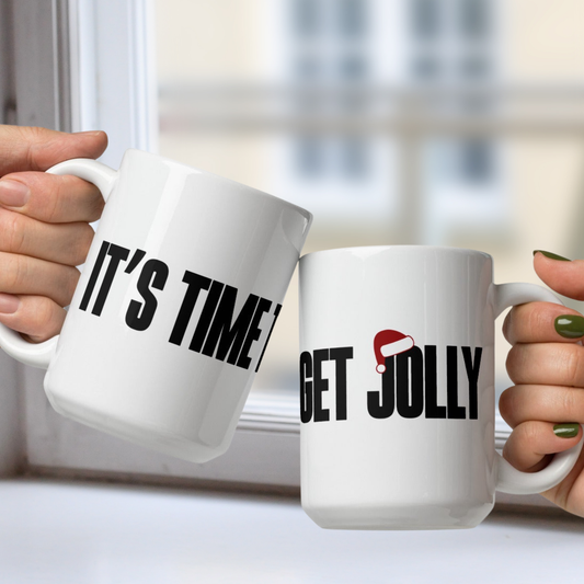 It's Time to Get Jolly White Mug - Santa Hat