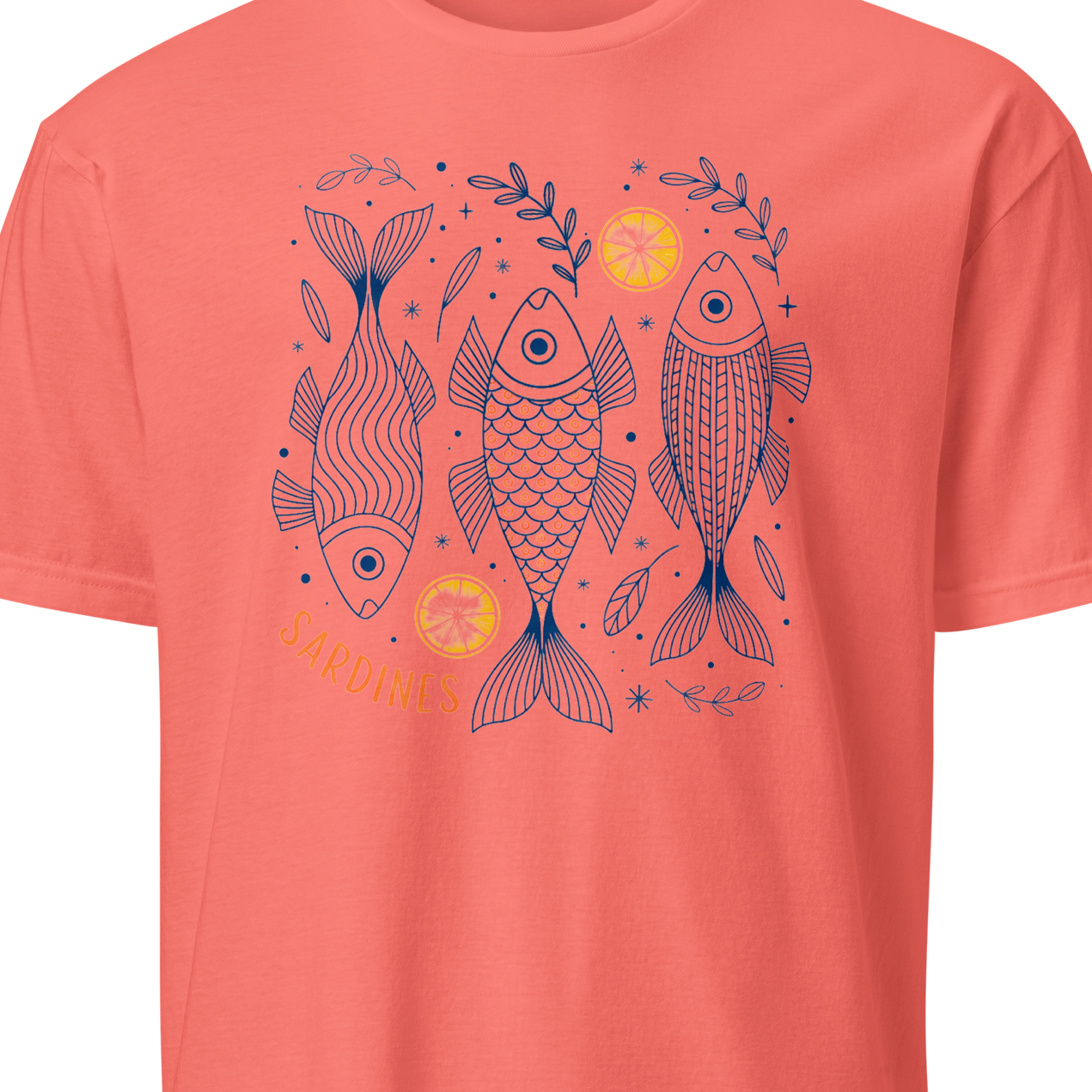 Coral t-shirt with fish design