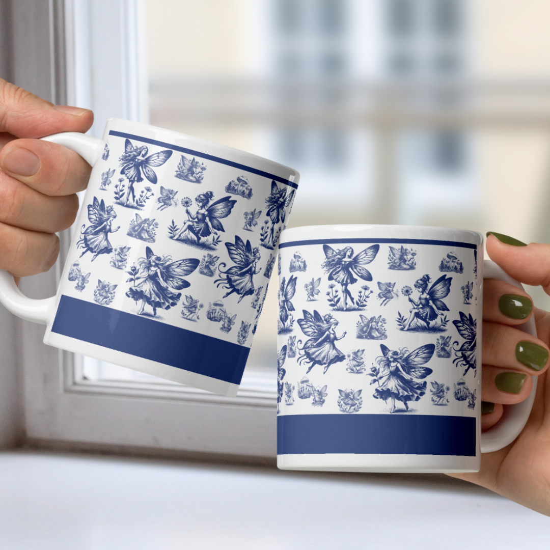 Personalized Les Fees Enchantees White Mug - Blue