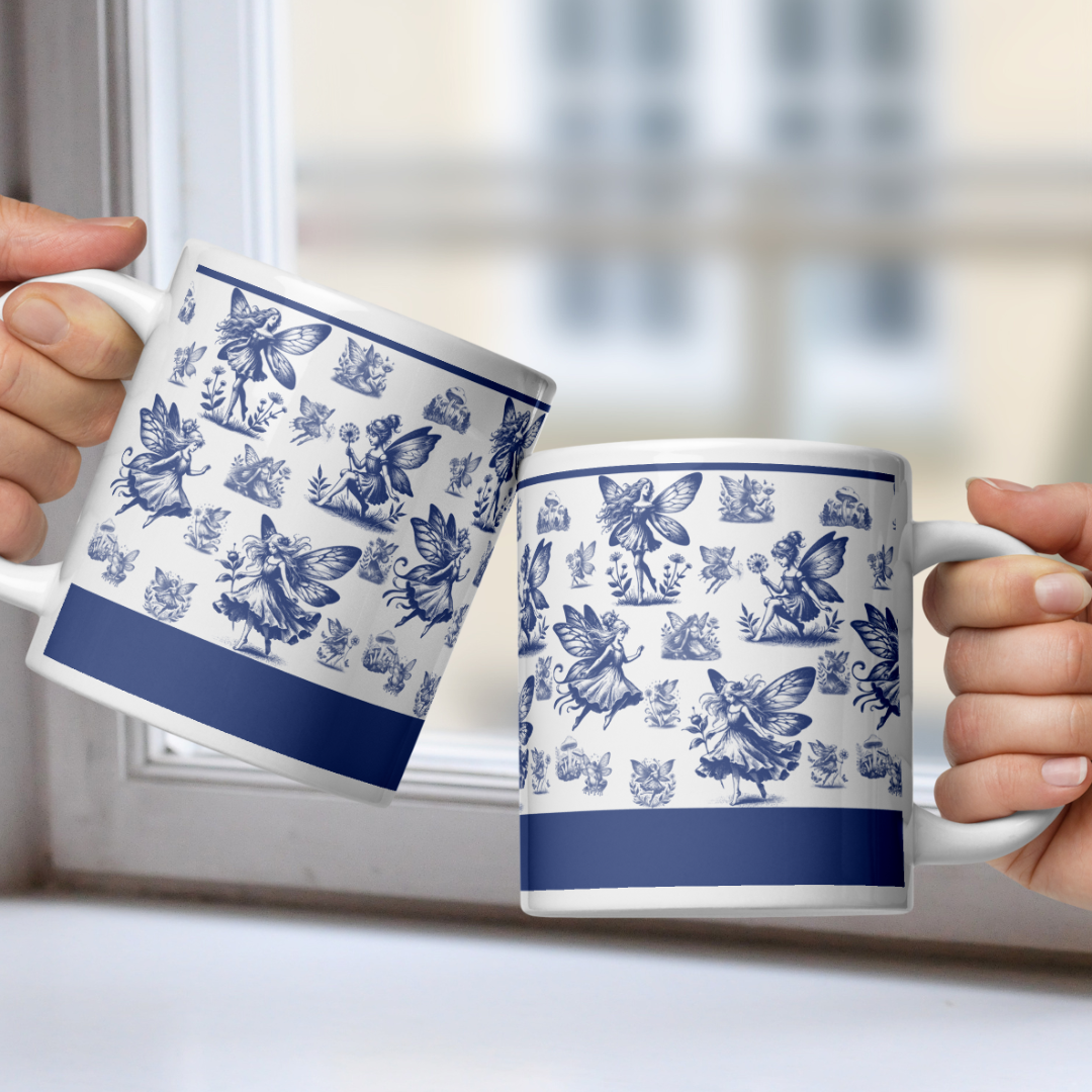 Personalized Les Fees Enchantees White Mug - Blue