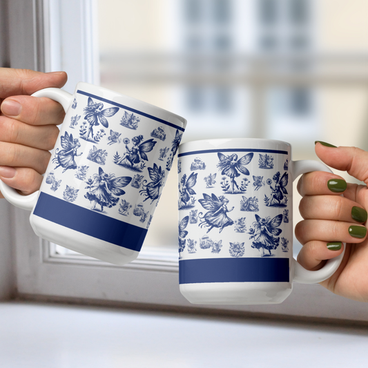 Personalized Les Fees Enchantees White Mug - Blue