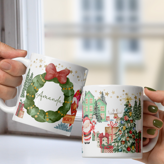 Personalized Watercolor North Pole Mug