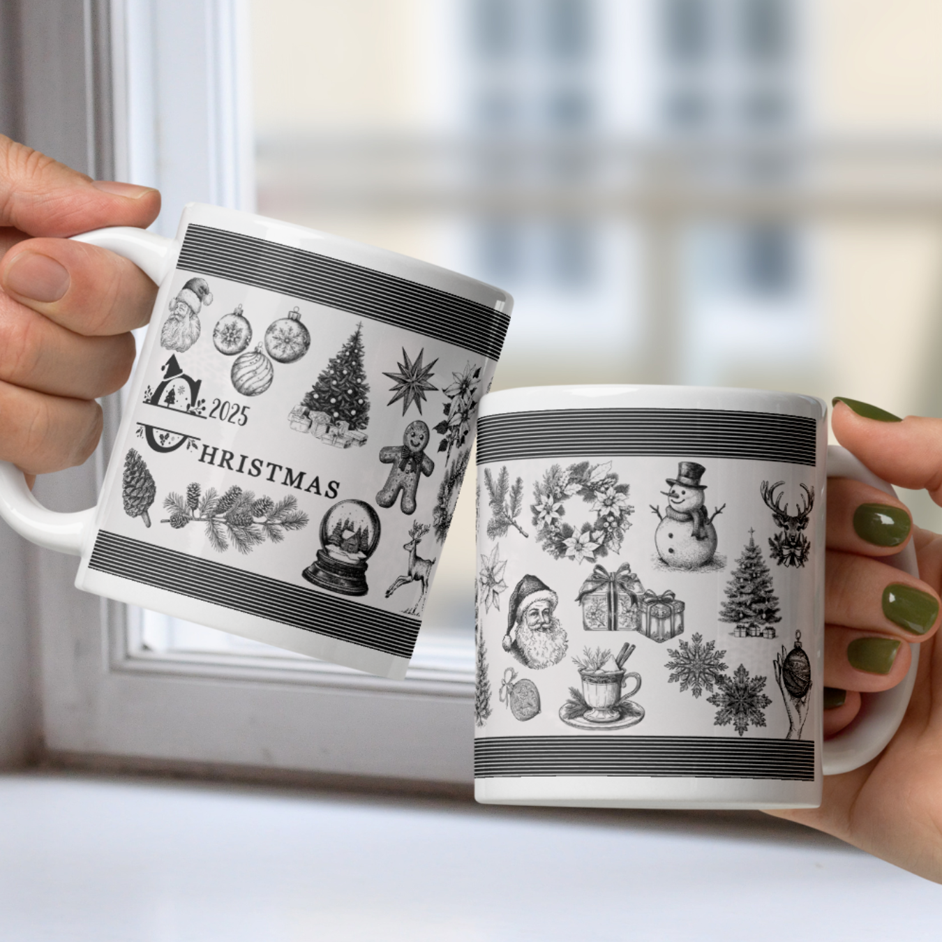 Personalized Vintage Family Christmas White Mug