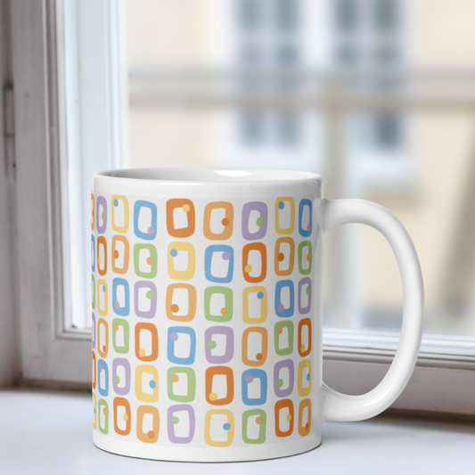 Retro Rectangles White Mug - I'm Faded