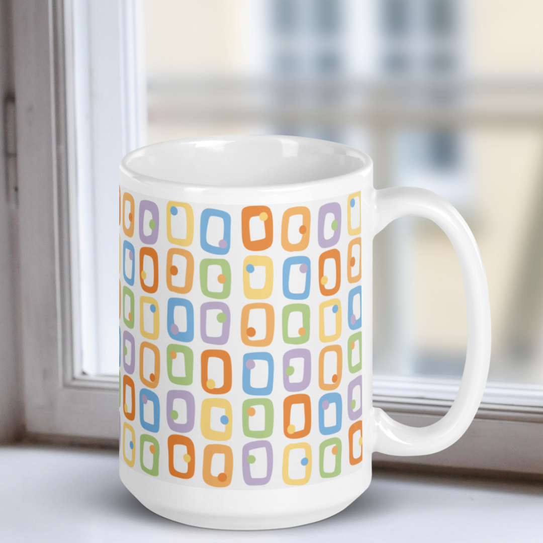 Retro Rectangles White Mug - I'm Faded