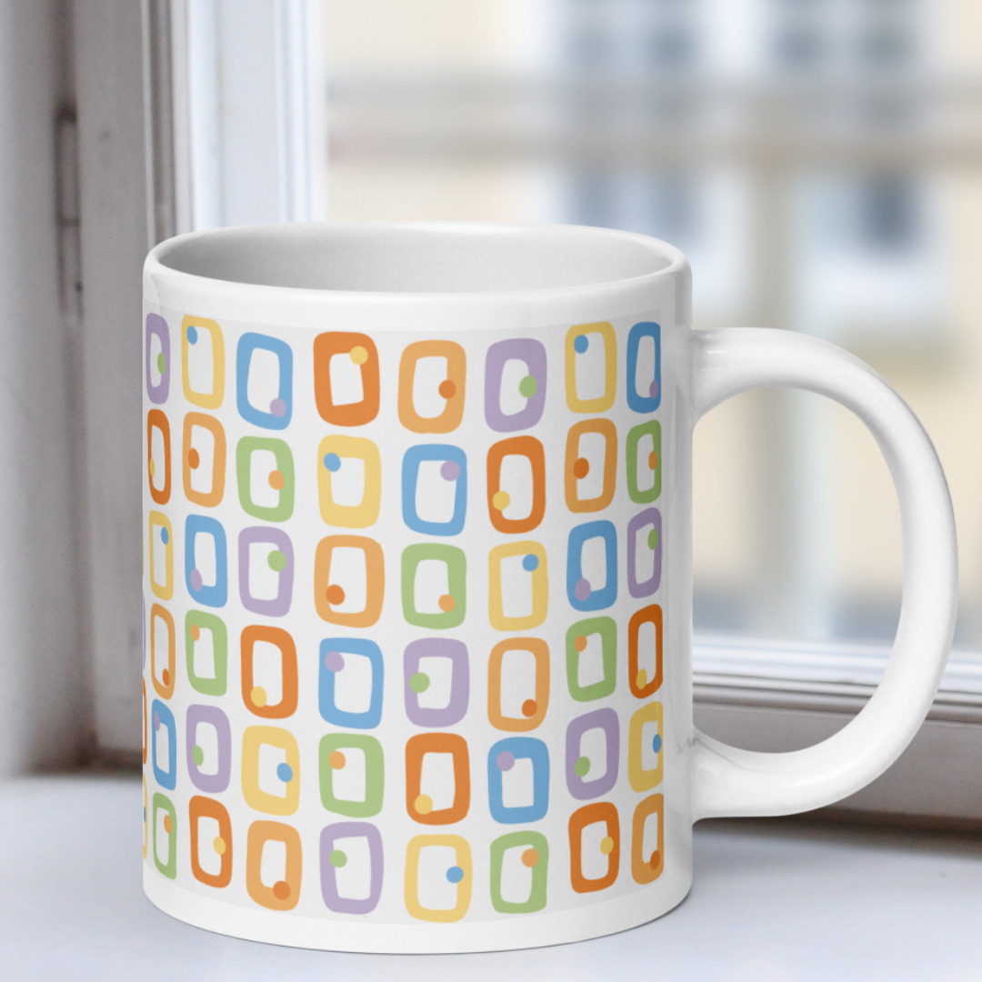 Retro Rectangles White Mug - I'm Faded