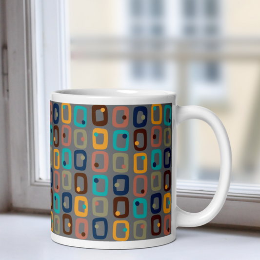 Retro Rectangles White Mug - Traffic Jam