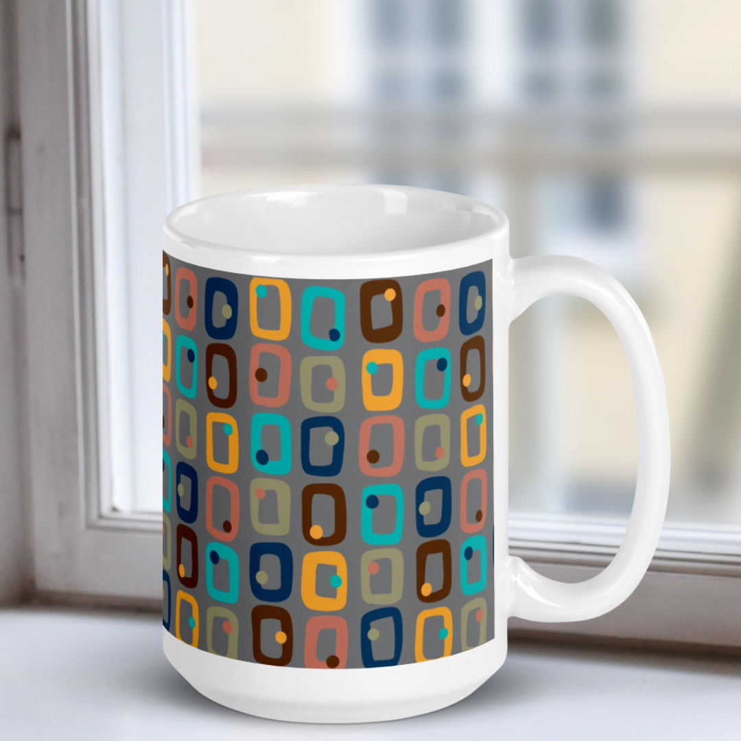 Retro Rectangles White Mug - Traffic Jam