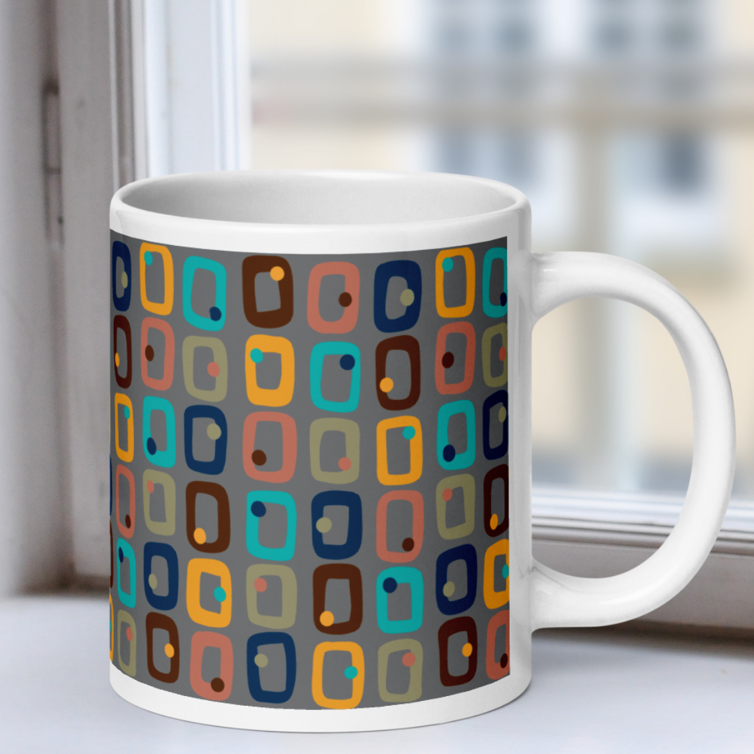 Retro Rectangles White Mug - Traffic Jam