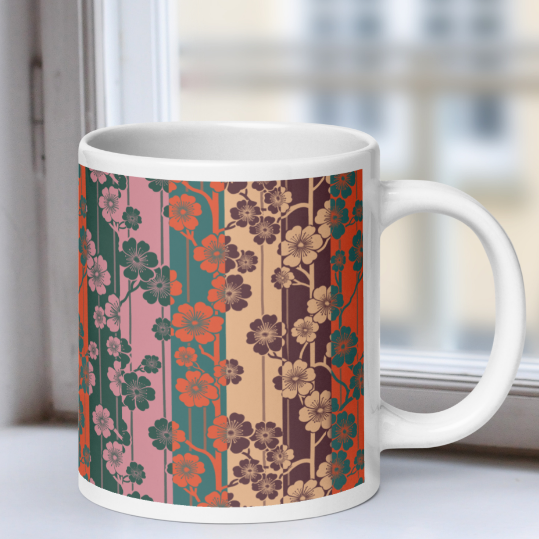 Sakura Stripes White Mug - Inyo