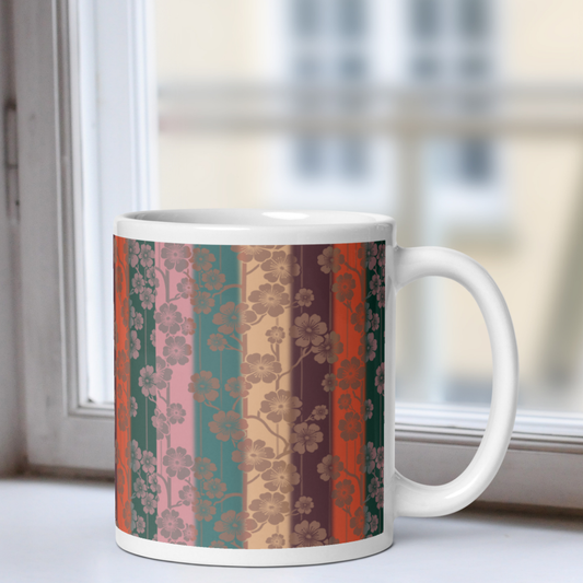 Sakura Stripes White Mug - Midlife
