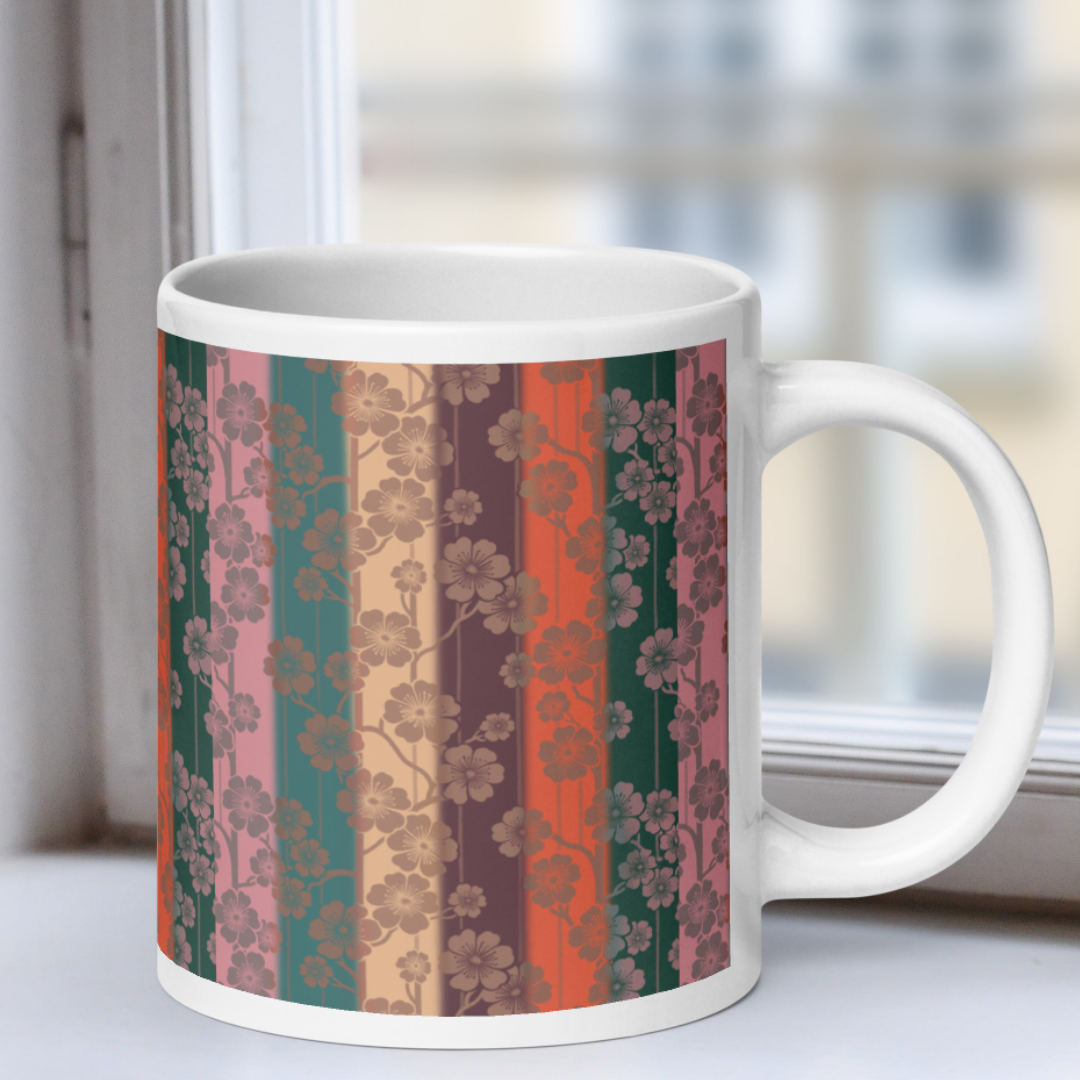 Sakura Stripes White Mug - Midlife