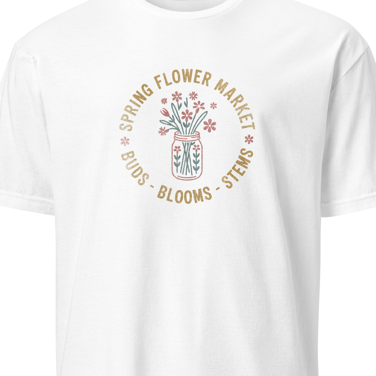 White t-shirt with a graphic and text