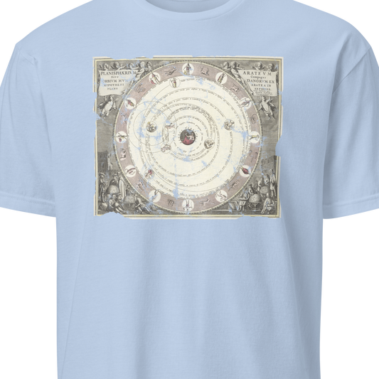 Light blue t-shirt with a circular design