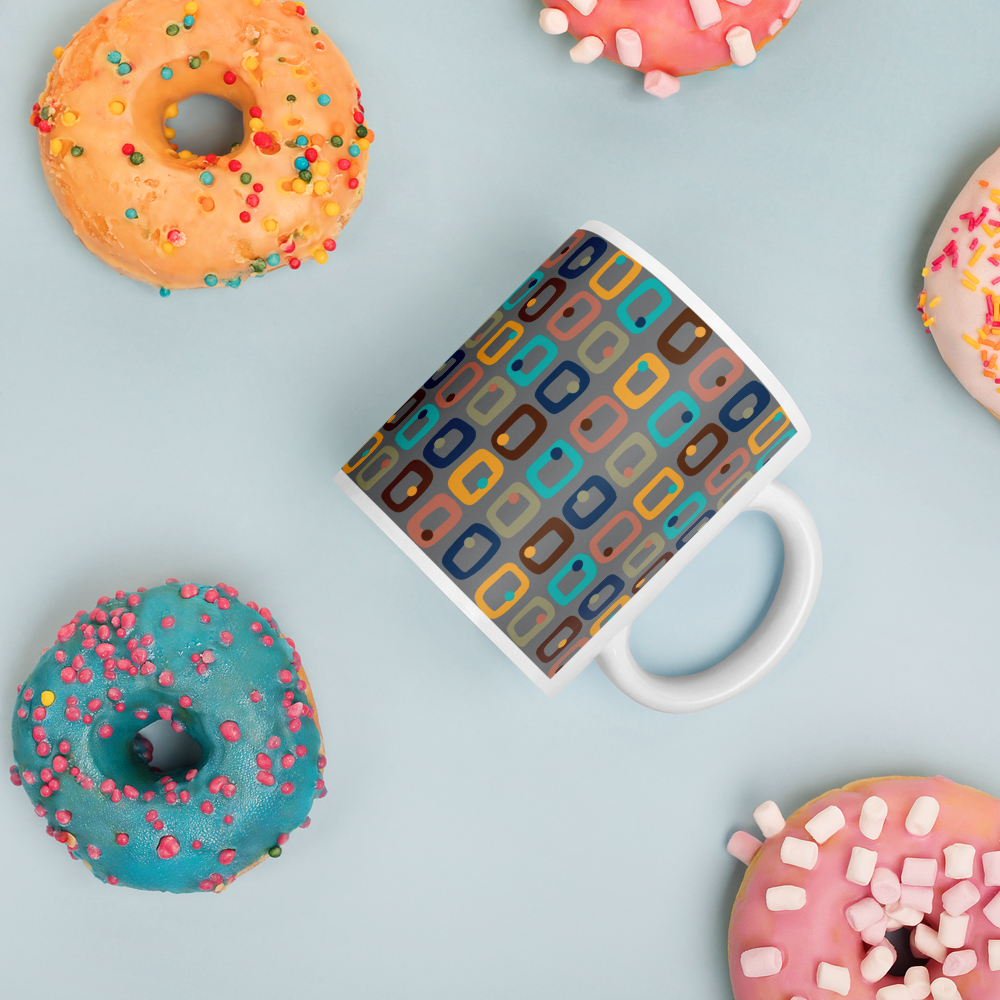 Retro Rectangles White Mug - Traffic Jam