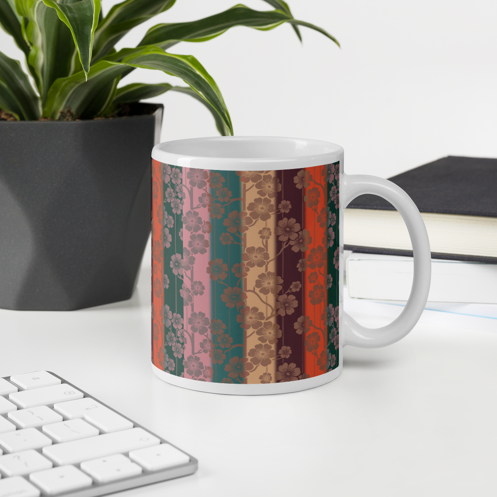 Sakura Stripes White Mug - Midlife