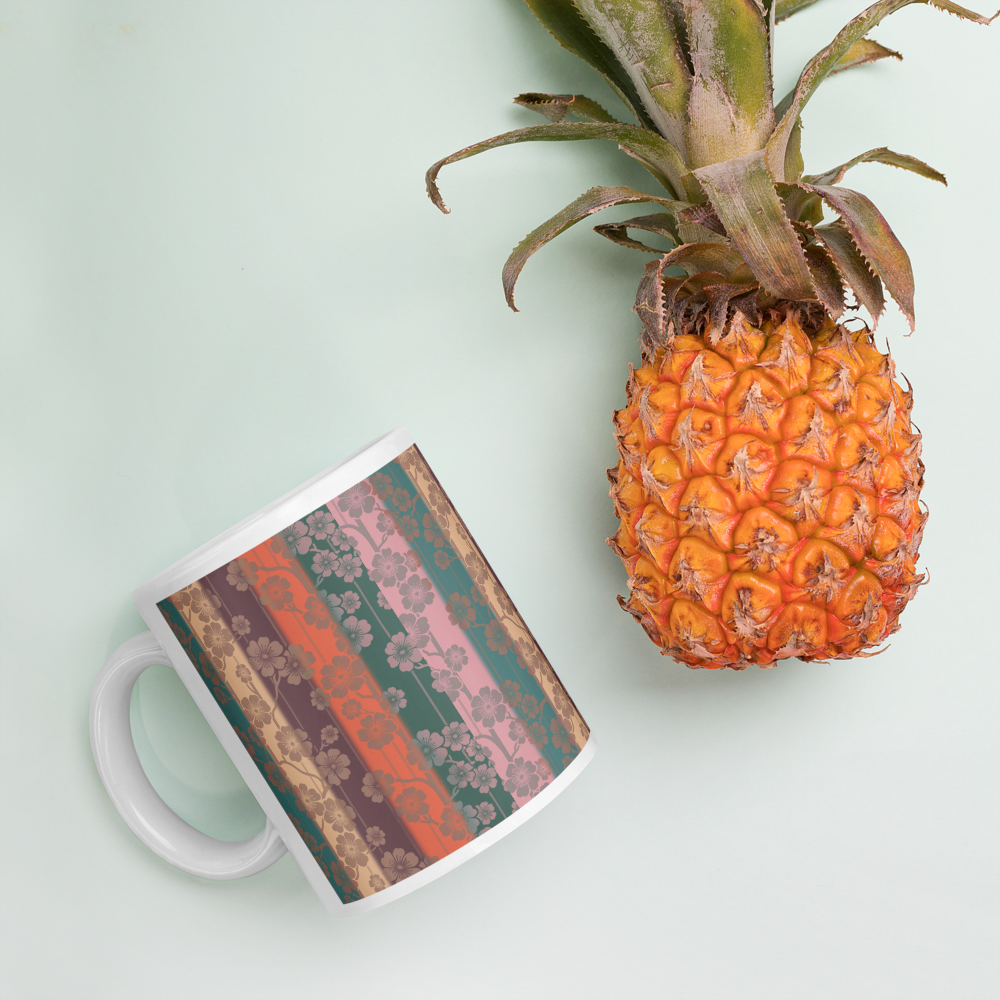 Sakura Stripes White Mug - Midlife