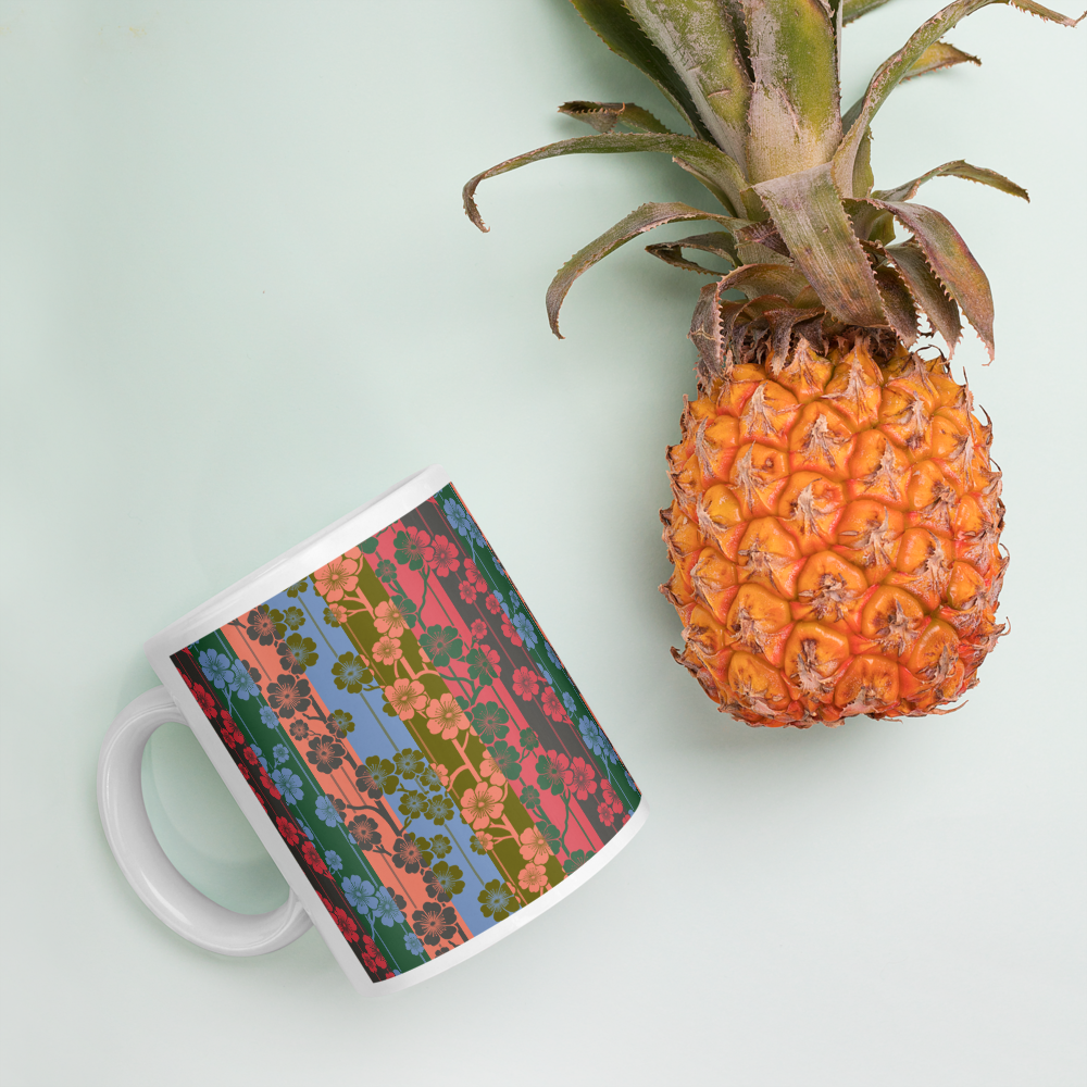 Sakura Stripes White Mug - Aloha