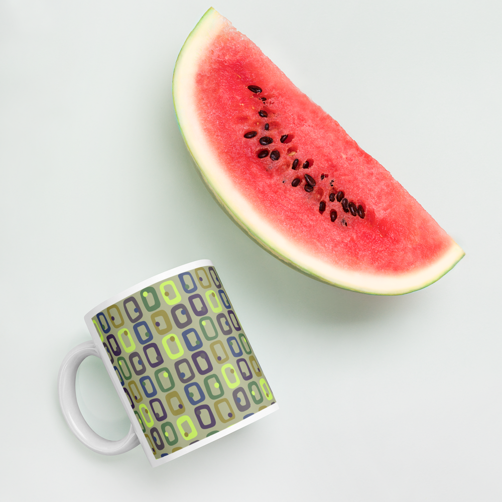 Retro Rectangles White Mug - Last Call