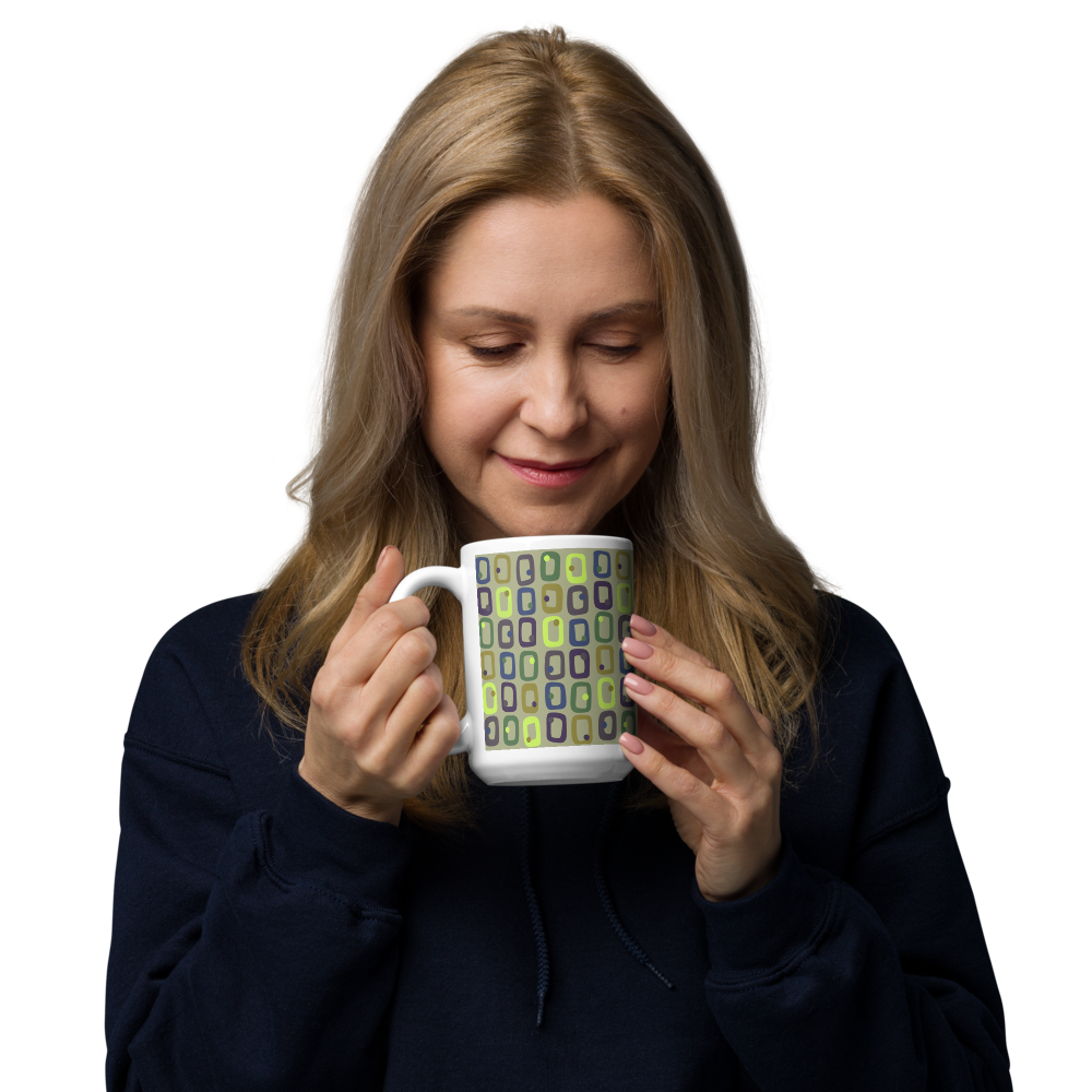 Retro Rectangles White Mug - Last Call