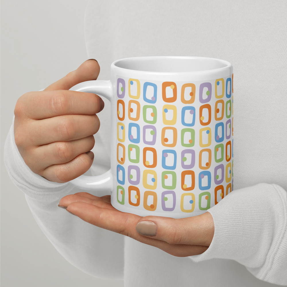 Retro Rectangles White Mug - I'm Faded