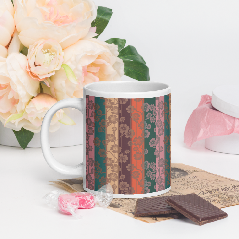 Sakura Stripes White Mug - Midlife