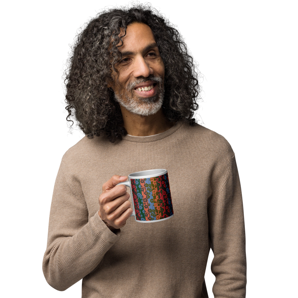 Sakura Stripes White Mug - Aloha