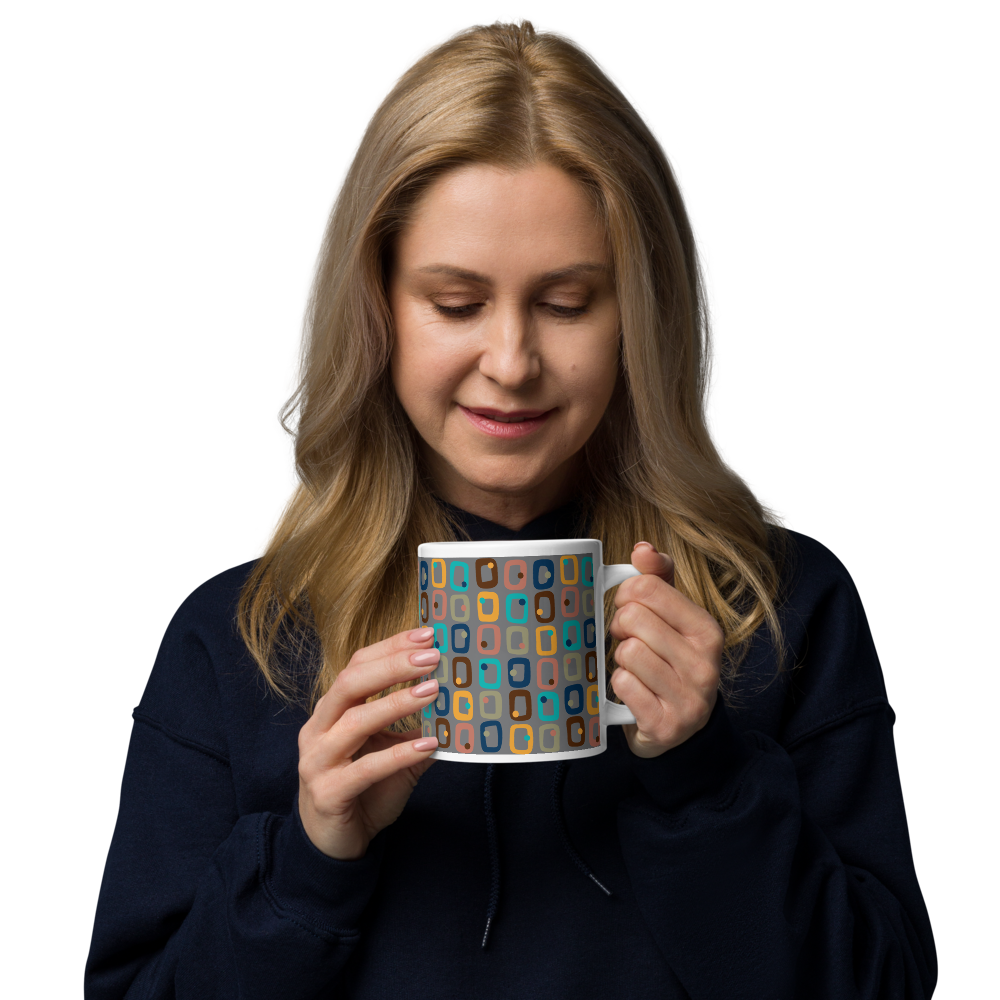 Retro Rectangles White Mug - Traffic Jam