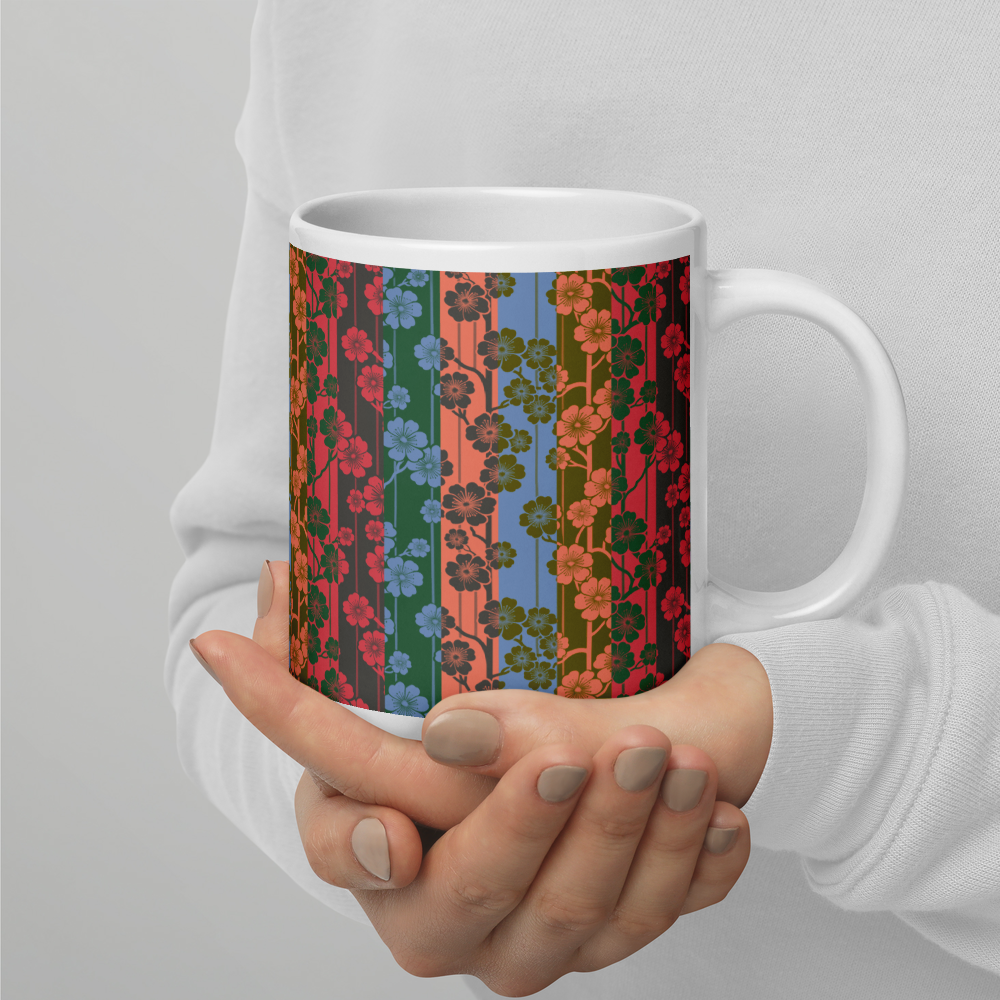 Sakura Stripes White Mug - Aloha