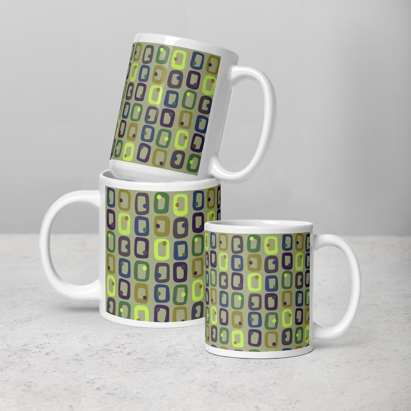 Retro Rectangles White Mug - Last Call