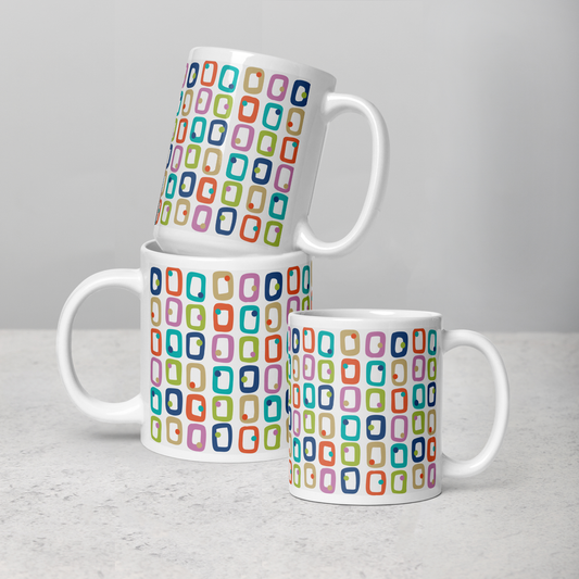 Retro Rectangles White Mug - Party Time