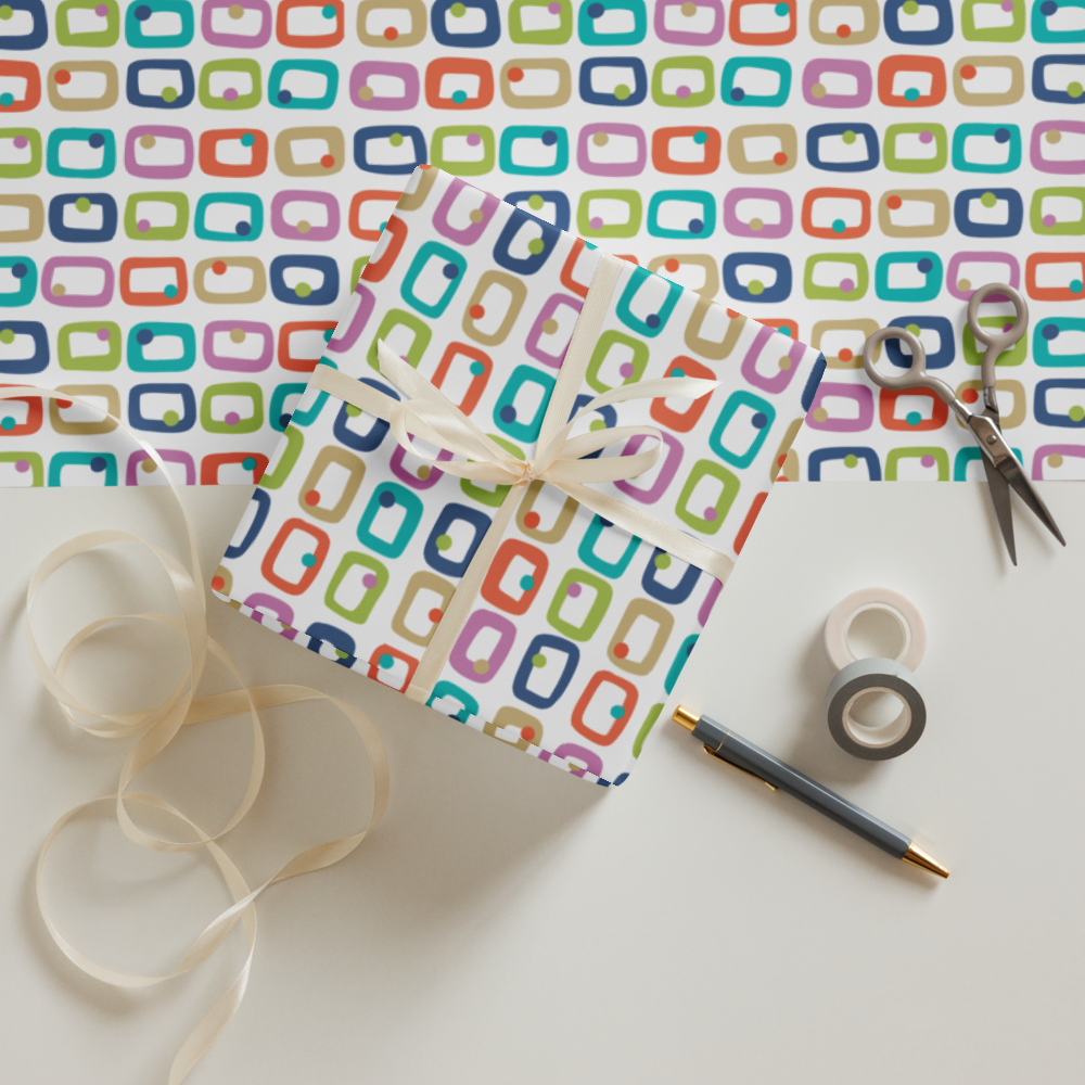 Retro Rectangles Gift Wrap Sheets (set of 3) - Celebration