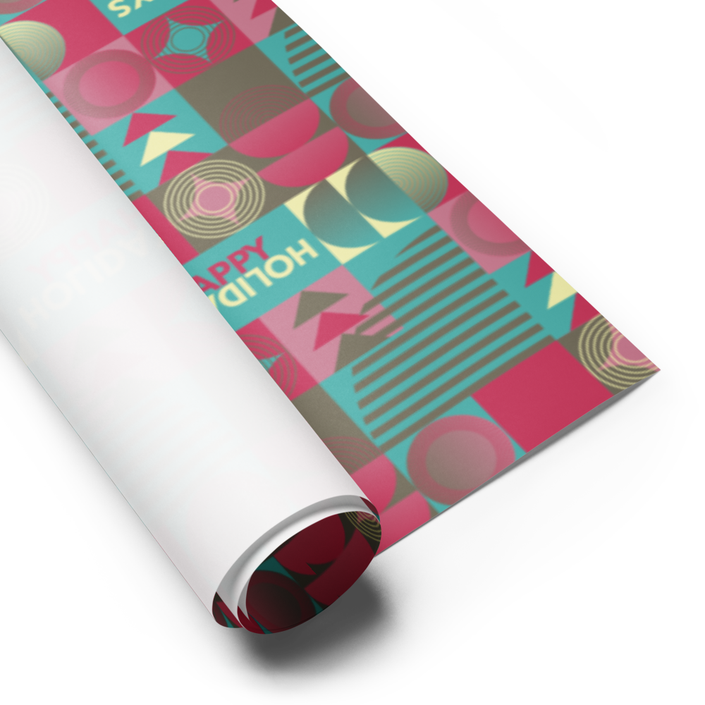 Happy Holidays Gift Wrap Roll - Teal