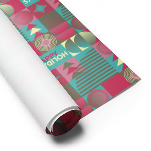 Happy Holidays Gift Wrap Roll - Teal