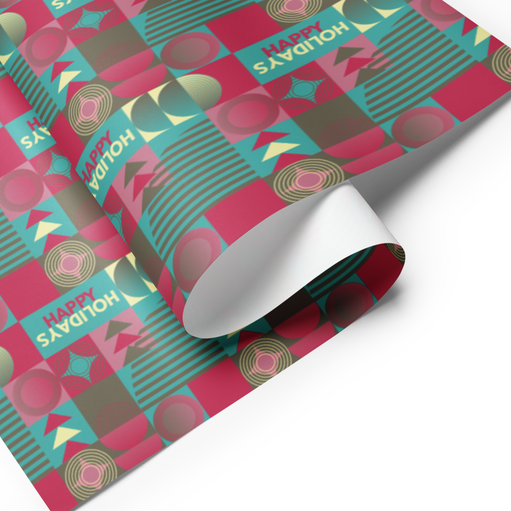 Happy Holidays Gift Wrap Roll - Teal