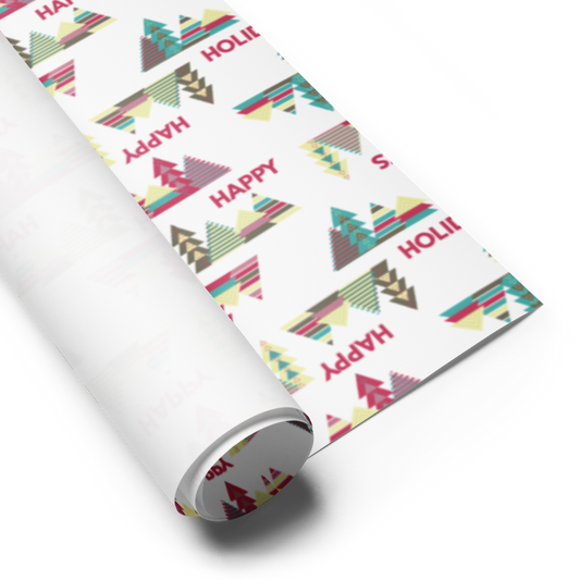 Happy Holiday Trees Gift Wrap Roll - White