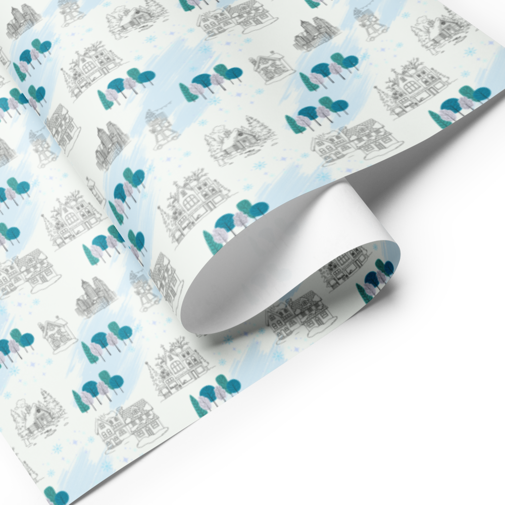 Home For The Holidays Gift Wrap Roll - Teal