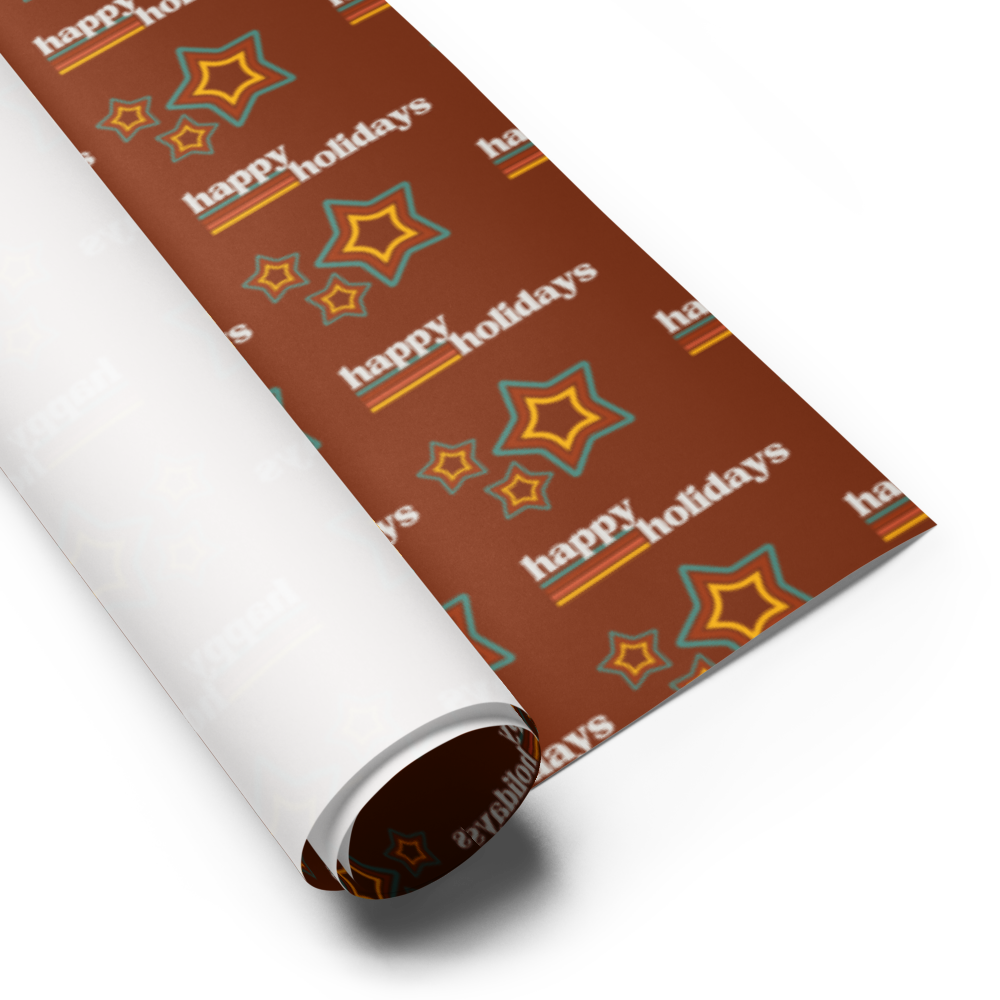 Holiday Stars Gift Wrap Roll -Red