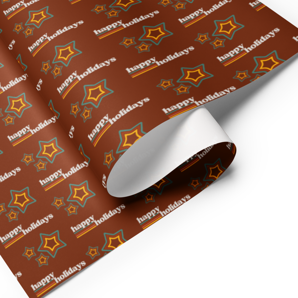 Holiday Stars Gift Wrap Roll -Red