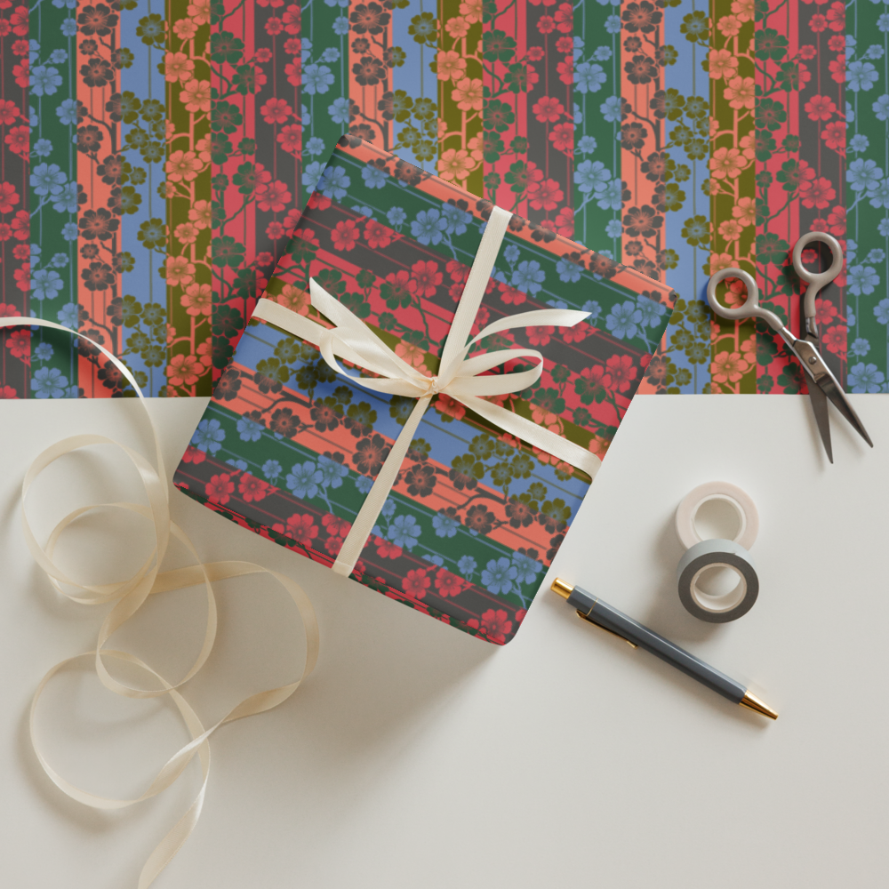 Sakura Stripes Gift Wrap Sheets (set of 3) - Eastern Soujourn