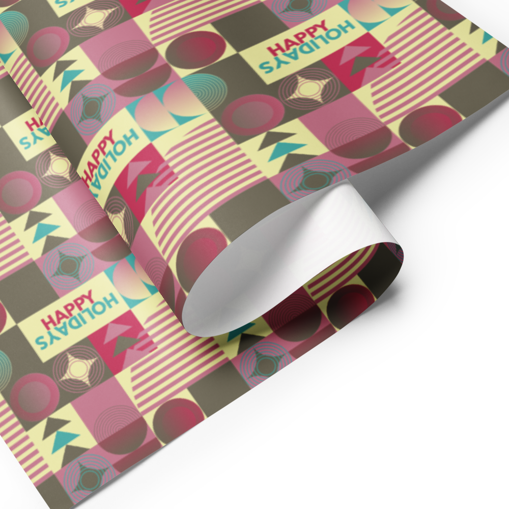 Happy Holidays GIft Wrap Roll - Yellow