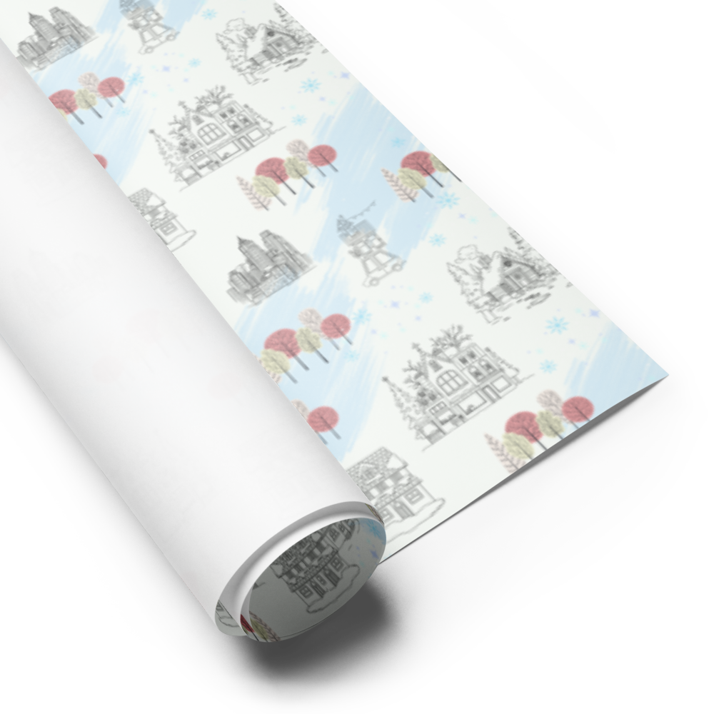 Home For The Holidays Gift Wrap Roll - Pink