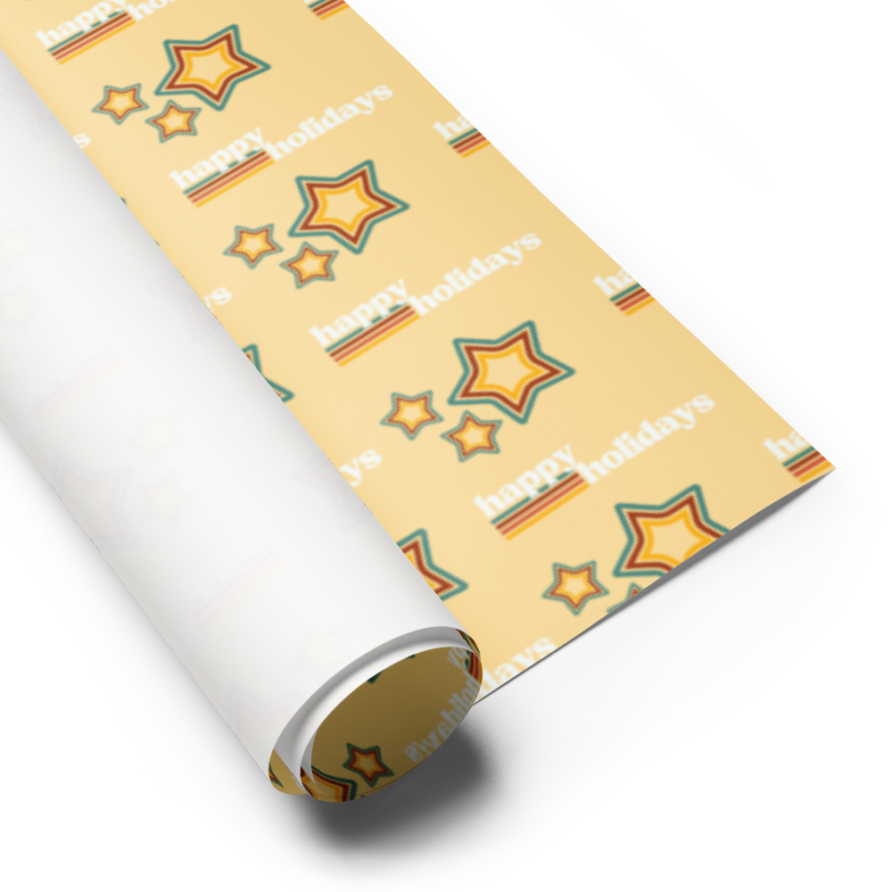 Holiday Stars Gift Wrap Roll - yellow