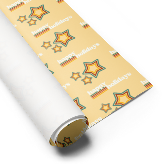Holiday Stars Gift Wrap Roll - yellow