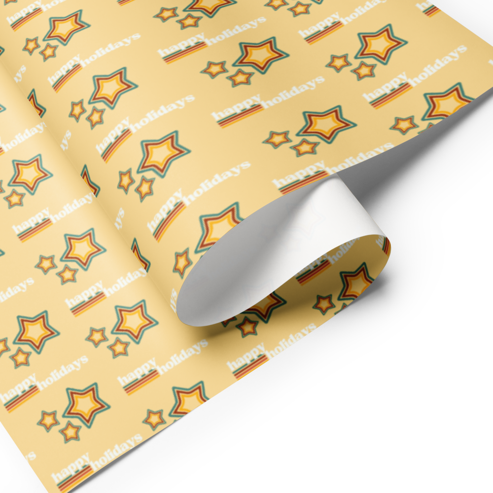 Holiday Stars Gift Wrap Roll - yellow