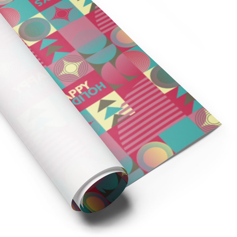 Happy Holiday Gift Wrap Roll - Pink